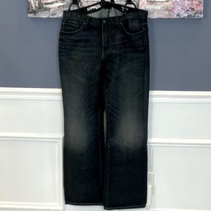 Express slim fit boot cut low rise dark wash jeans